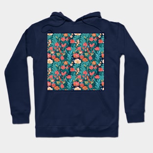 Dark blue cottagecore flower pattern Hoodie